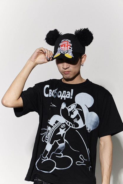 Playful Embroidered Mouse Cap -  cotton baseball hat - Playful Embroidered Mouse Cap for Everyday Fun - View 4