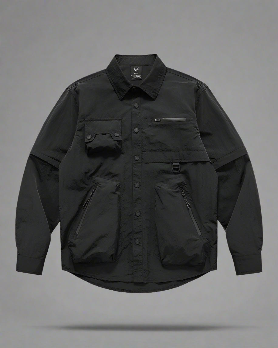 Pocketed Detachable Sleeves Shirt - detachable sleeves - Versatile Pocketed Shirt with Detachable Sleeves - Main view