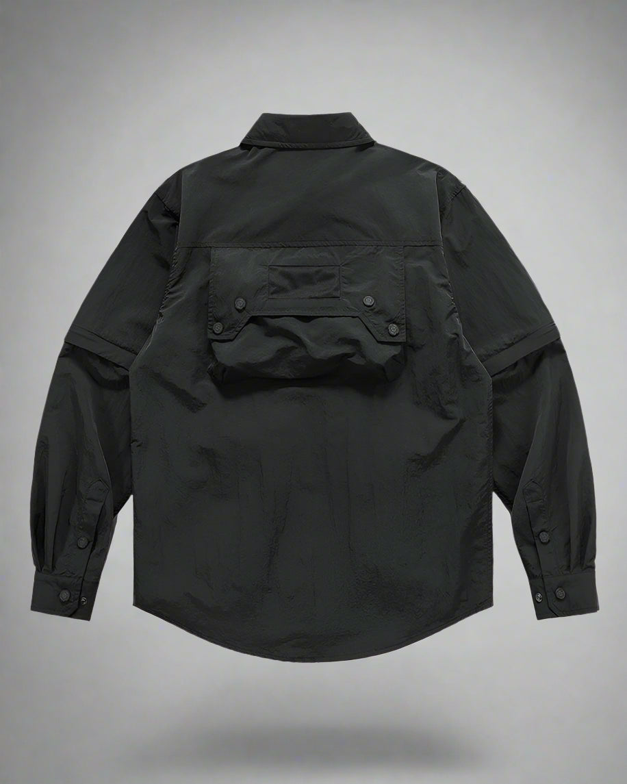 Pocketed Detachable Sleeves Shirt - techwear clothing - Versatile Pocketed Shirt with Detachable Sleeves - View 2