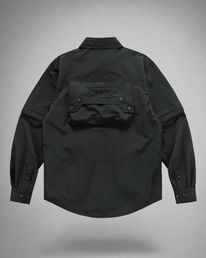 Pocketed Detachable Sleeves Shirt - techwear clothing - Versatile Pocketed Shirt with Detachable Sleeves - View 2