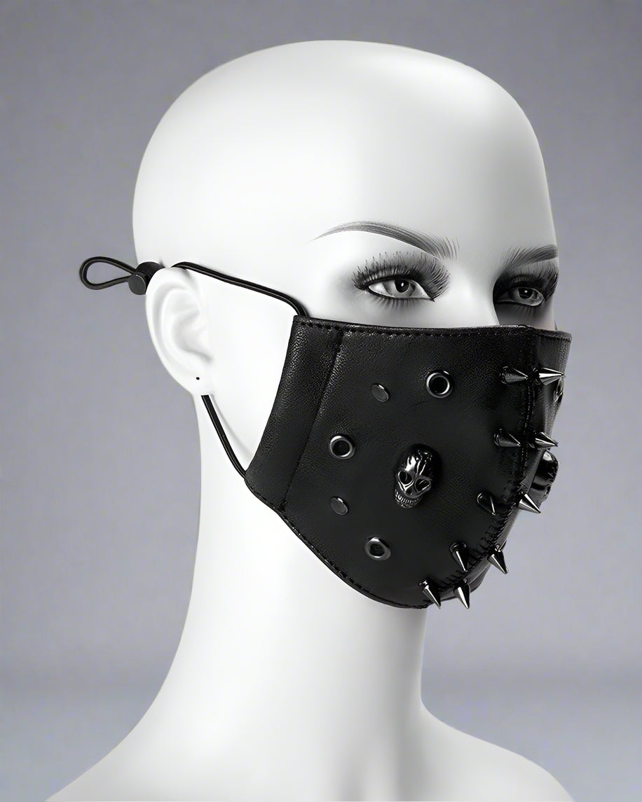 Punk Skull Rivet Mask -  gothic fashion - Punk Skull Rivet Mask for Techwear Style - View 3