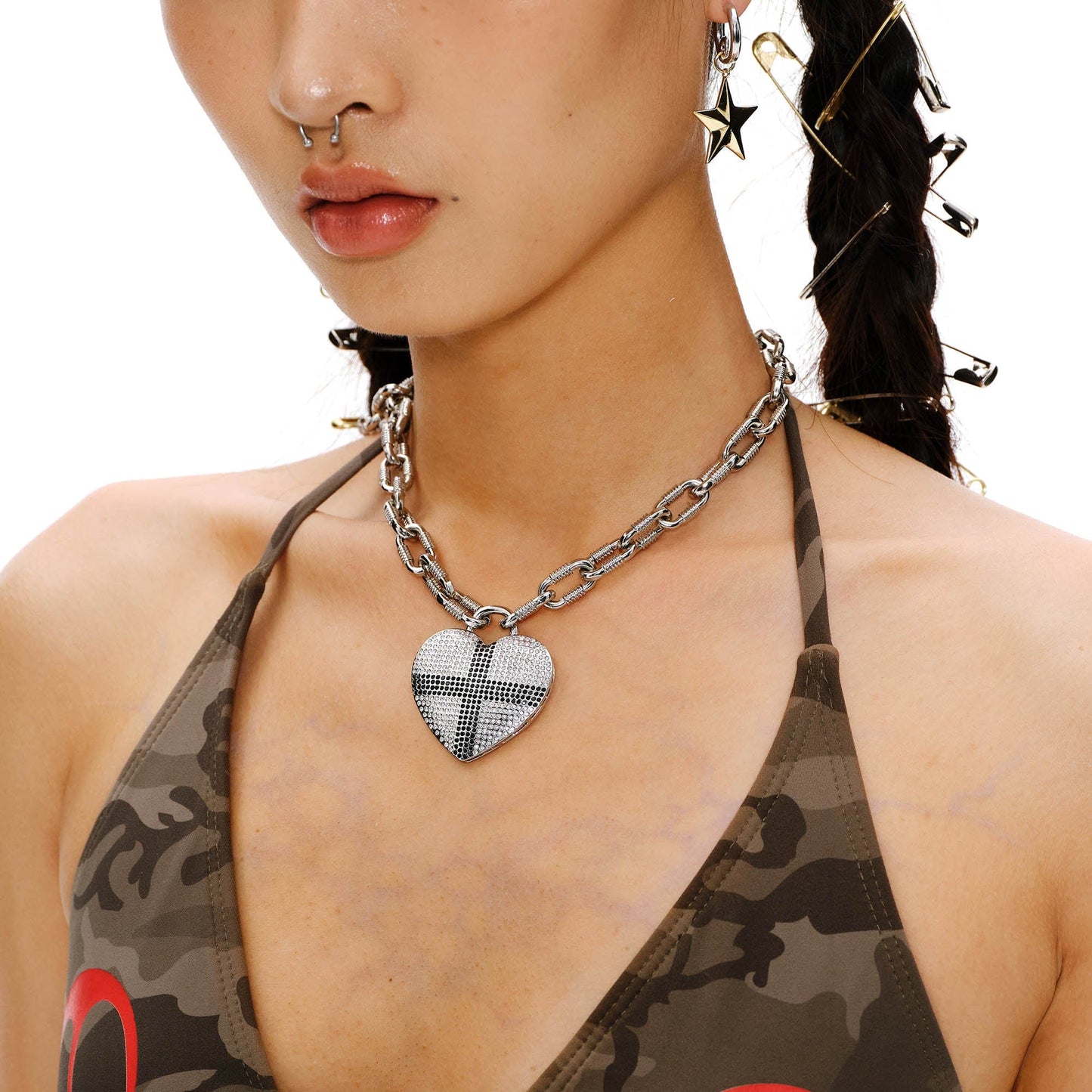 Radiant Cross Heart Pendant - cross pendant - Heart Pendant Necklace with Cross Design - View 2