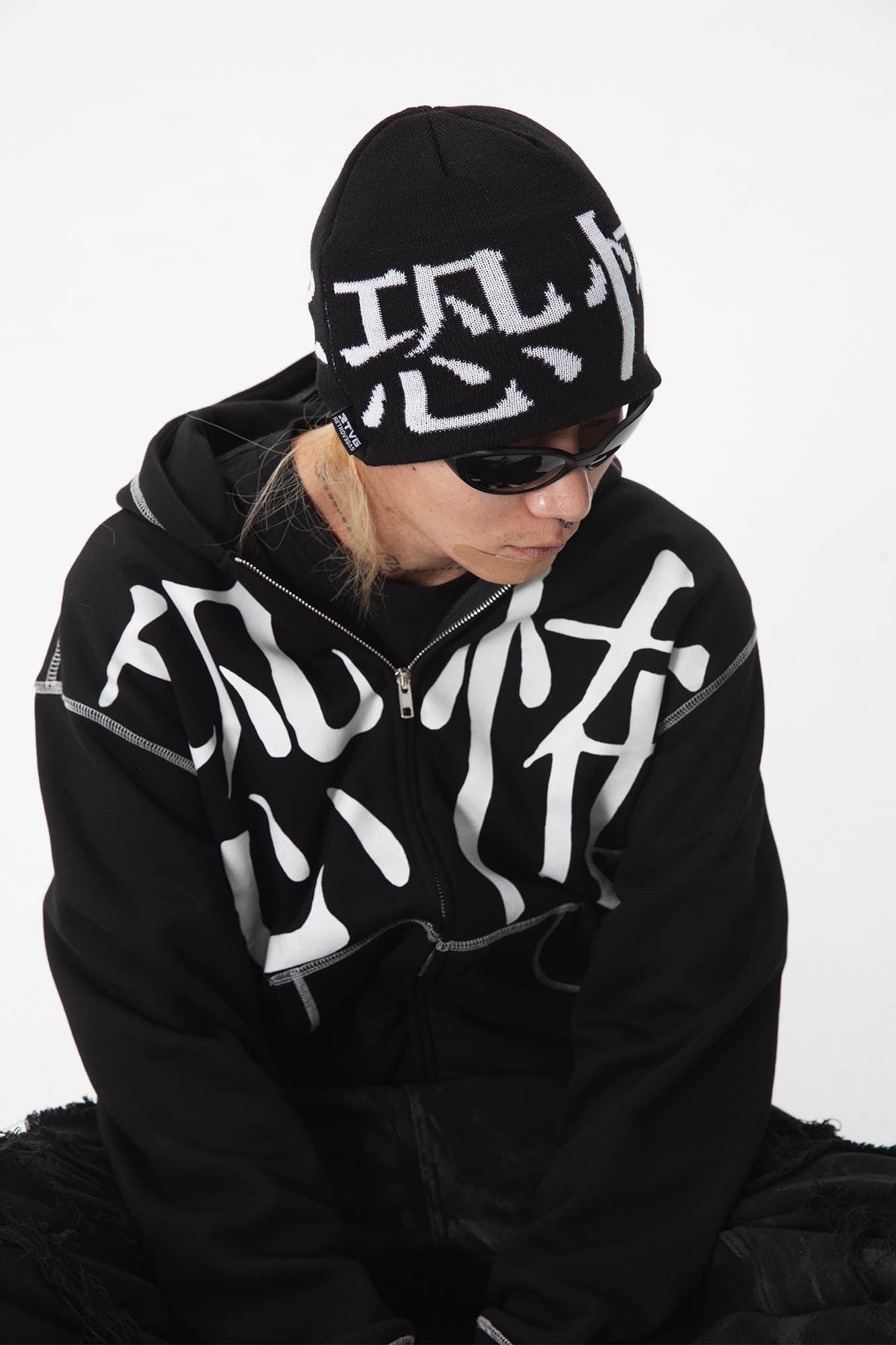 Rebel Knit Beanie -  fall accessory - Rebel Knit Beanie with Bold Chinese Design - View 5