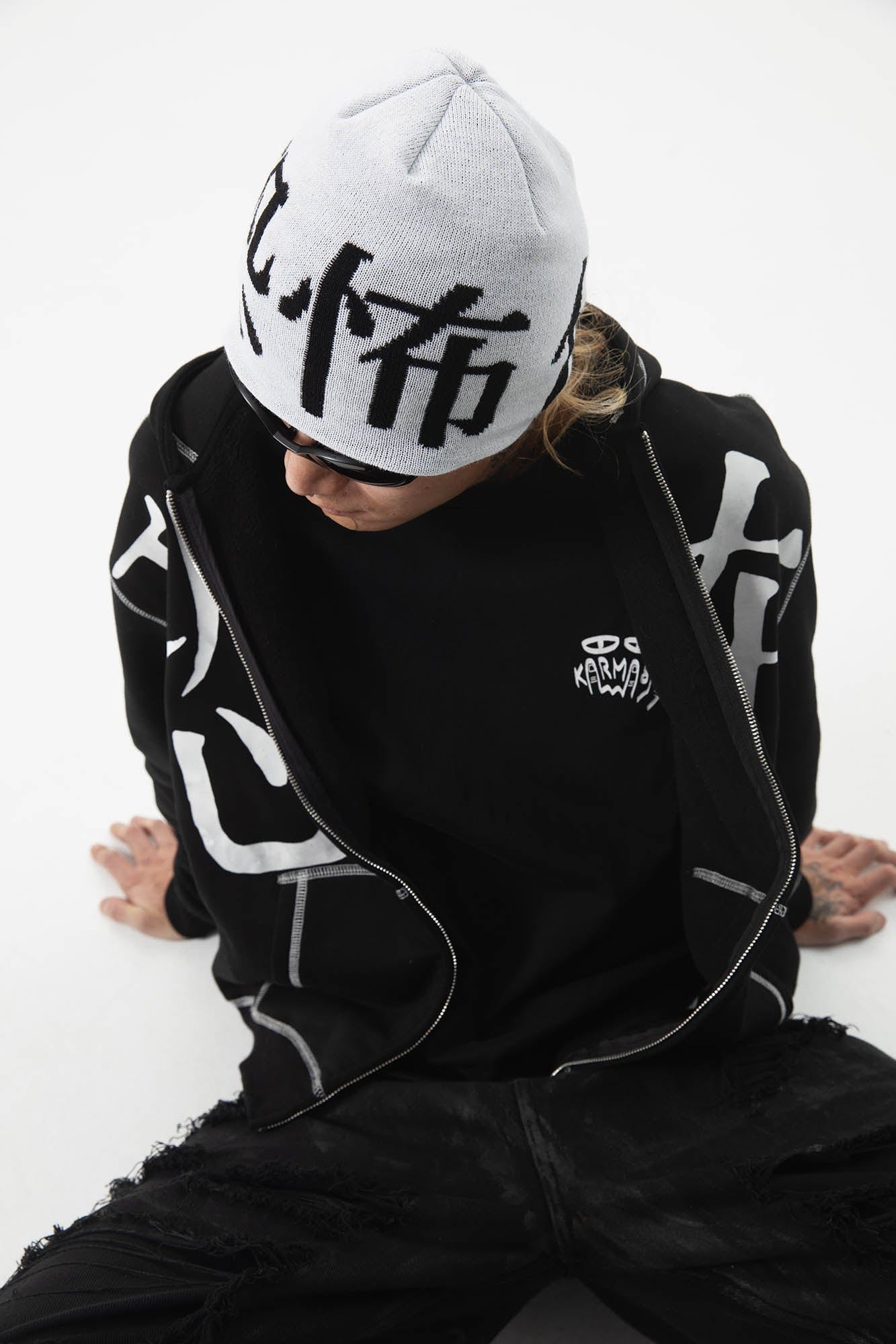 Rebel Knit Beanie -  winter hat - Rebel Knit Beanie with Bold Chinese Design - View 8