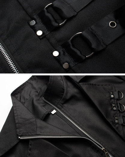 Rebel Ribbons Long Techwear Coat -  black coat - Rebel Ribbons Long Techwear Coat in Classic Black - View 4