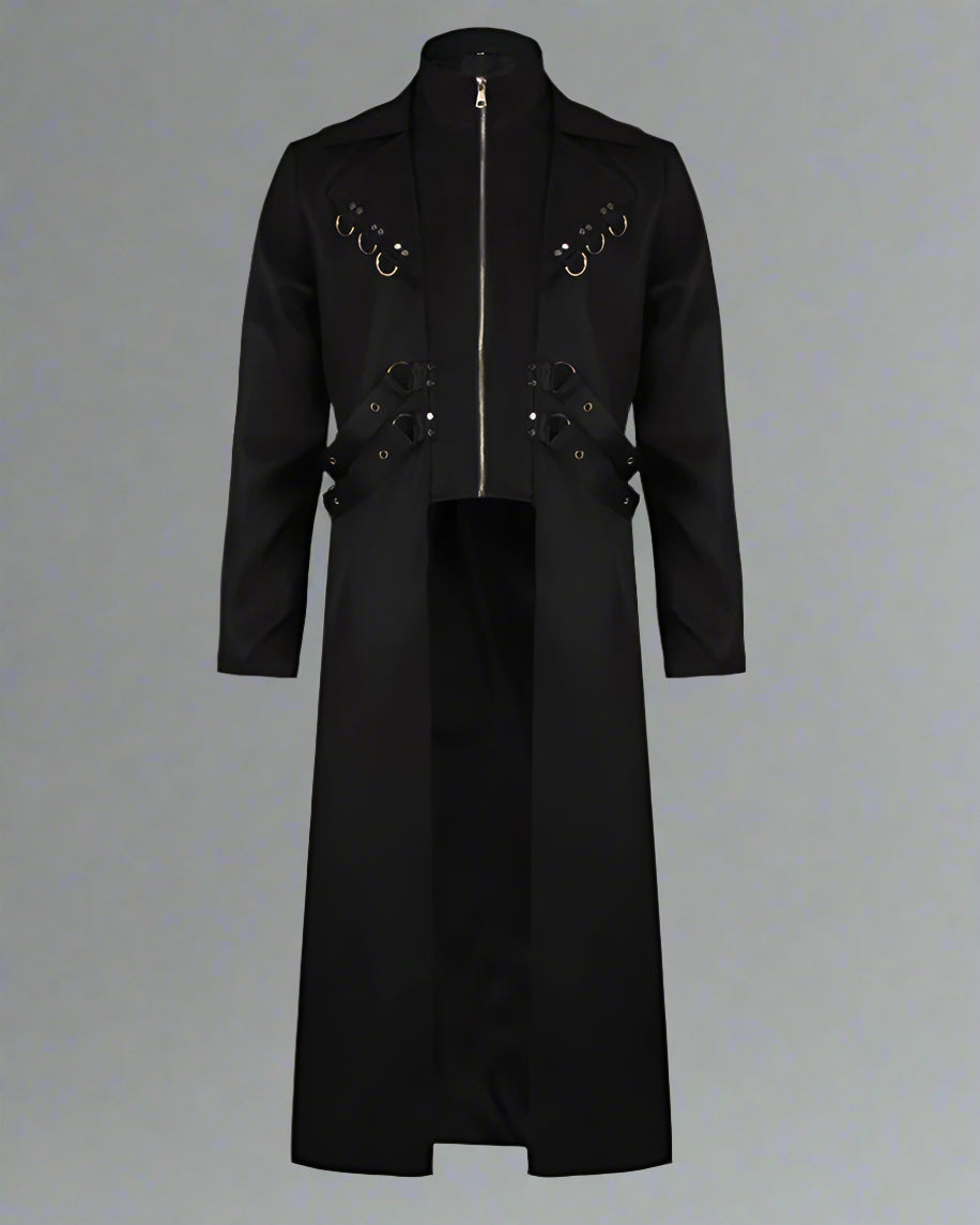 Rebel Ribbons Long Techwear Coat - long coat - Rebel Ribbons Long Techwear Coat in Classic Black - Main view