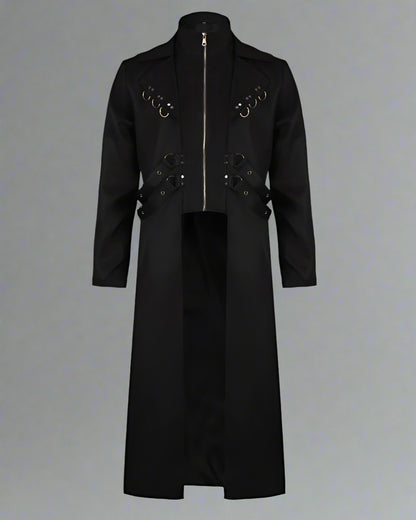 Rebel Ribbons Long Techwear Coat - long coat - Rebel Ribbons Long Techwear Coat in Classic Black - Main view