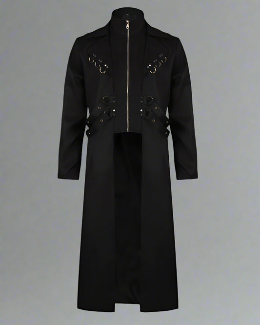 Rebel Ribbons Long Techwear Coat - long coat - Rebel Ribbons Long Techwear Coat in Classic Black - Main view