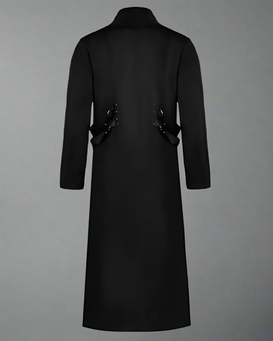 Rebel Ribbons Long Techwear Coat - New Arrivals - Rebel Ribbons Long Techwear Coat in Classic Black - View 2
