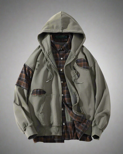 Rebel Ripped Two-Piece Hoodie Shirt -  fashion - Techwear-Inspired Ripped Two-Piece Hoodie Shirt - View 10