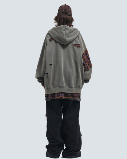 Rebel Ripped Two-Piece Hoodie Shirt - two-piece hoodie shirt - Techwear-Inspired Ripped Two-Piece Hoodie Shirt - View 9