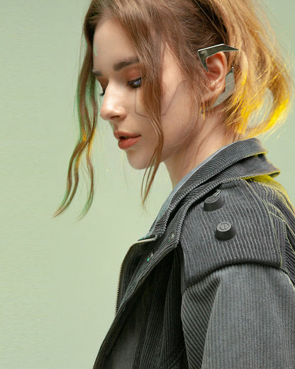 Rebel Style Corduroy Jacket -  comfy durable jacket - Edgy Dark Gray Corduroy Jacket for Urban Wear - View 11