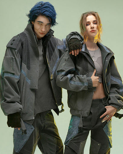 Rebel Style Corduroy Jacket - corduroy jacket - Edgy Dark Gray Corduroy Jacket for Urban Wear - Main view