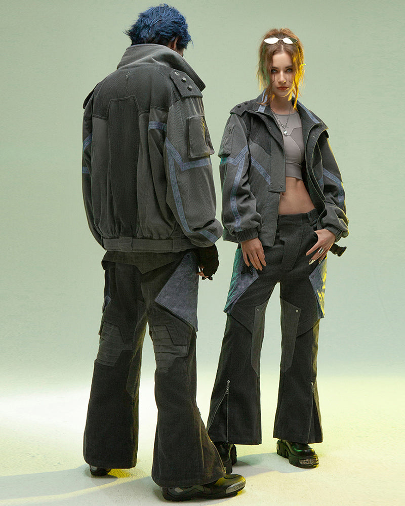Rebel Style Corduroy Jacket - corduroy jacket - Edgy Dark Gray Corduroy Jacket for Urban Wear - View 9