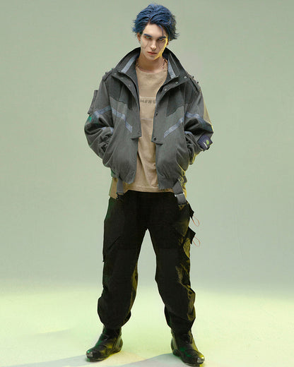 Rebel Style Corduroy Jacket -  polyamide lining - Edgy Dark Gray Corduroy Jacket for Urban Wear - View 6