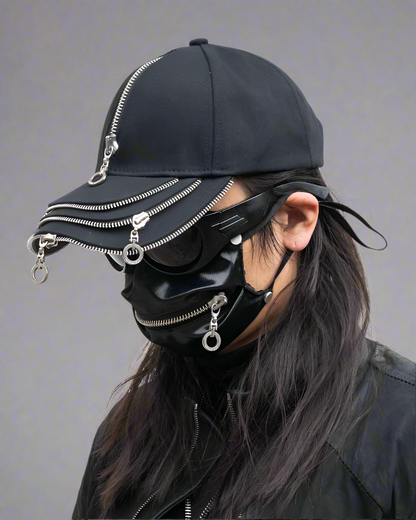 Rebel Style Zipper Cap -  adjustable fitted cap - Urban Rebel Zipper Cap for Street Fashion Enthusiasts - View 3