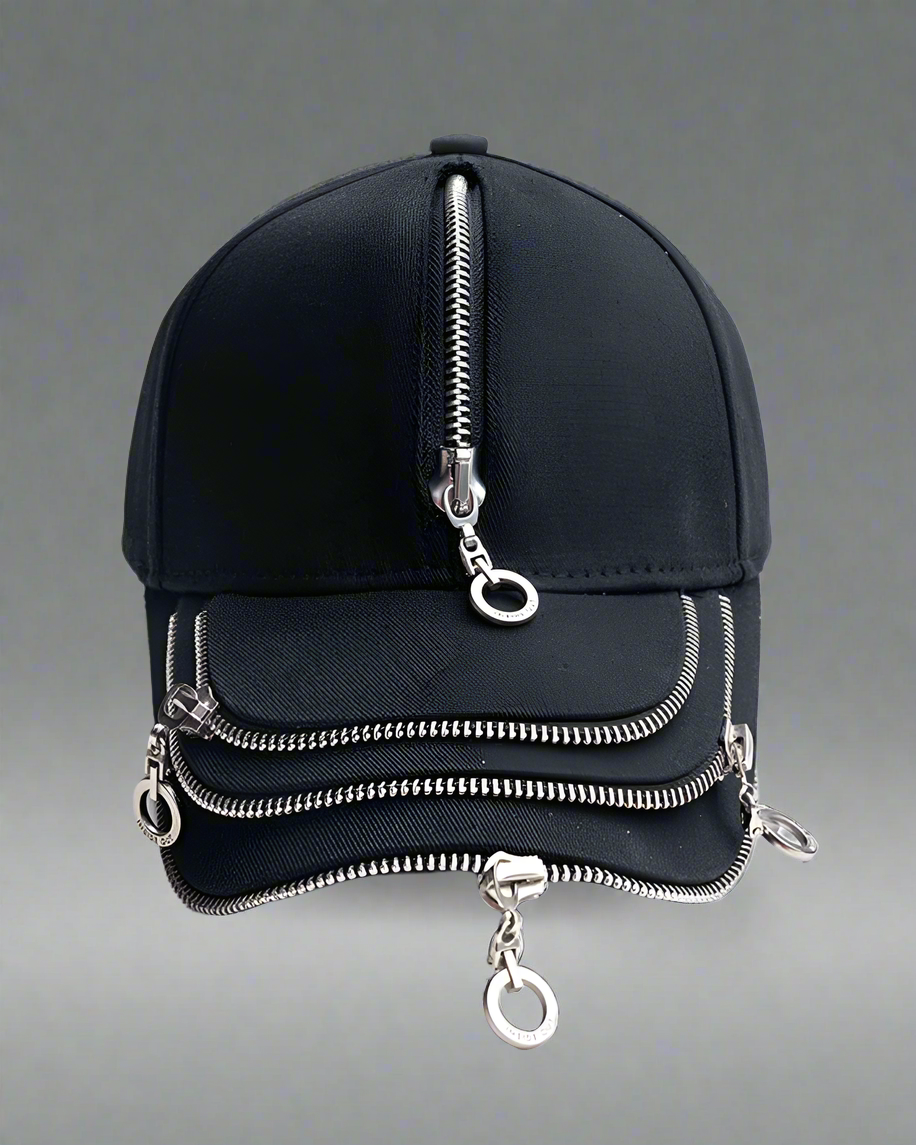 Rebel Style Zipper Cap -  black cap - Urban Rebel Zipper Cap for Street Fashion Enthusiasts - View 4