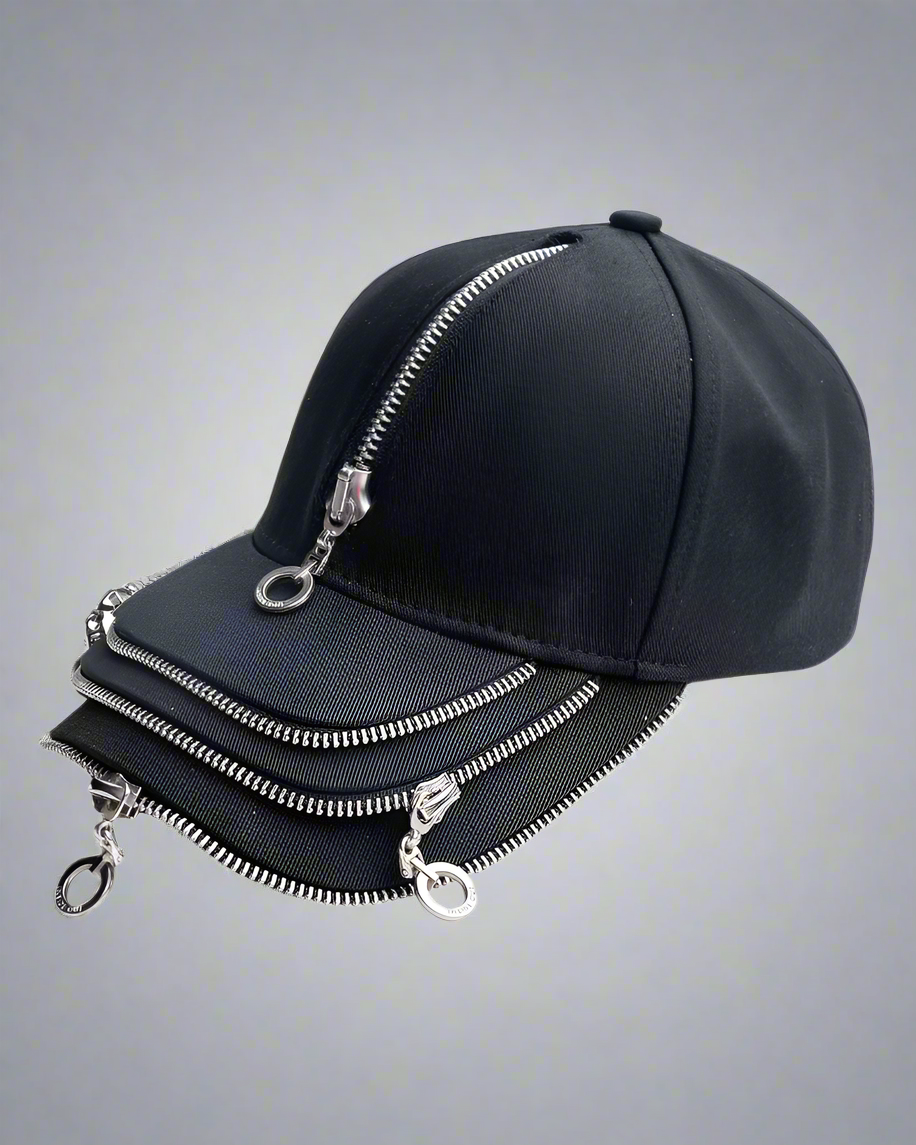 Rebel Style Zipper Cap - custom cotton cap - Urban Rebel Zipper Cap for Street Fashion Enthusiasts - Main view