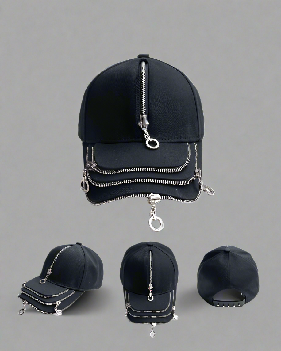 Rebel Style Zipper Cap - custom cotton cap - Urban Rebel Zipper Cap for Street Fashion Enthusiasts - View 8