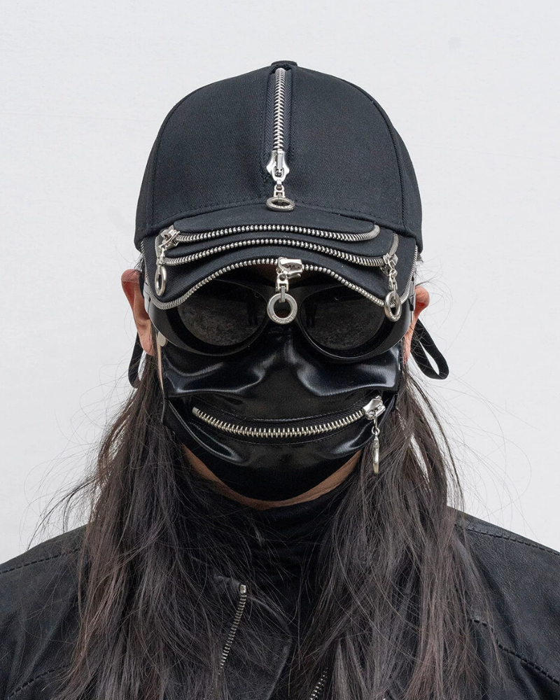 Rebel Style Zipper Cap - street punk - Urban Rebel Zipper Cap for Street Fashion Enthusiasts - View 2