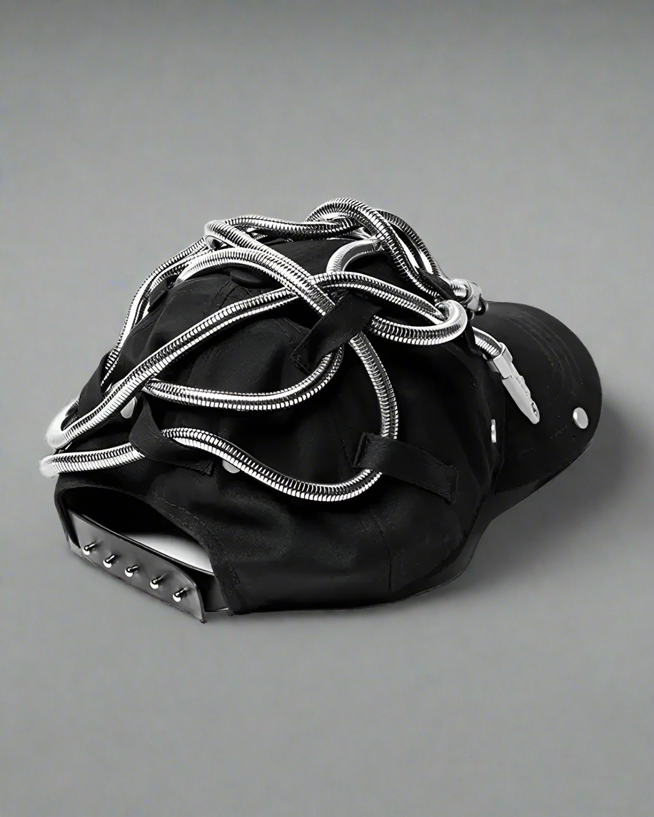 Rebel Vibe Snake Chain Cap -  techwear accessories - Rebel Vibe Snake Chain Baseball Cap for Street Style - View 7