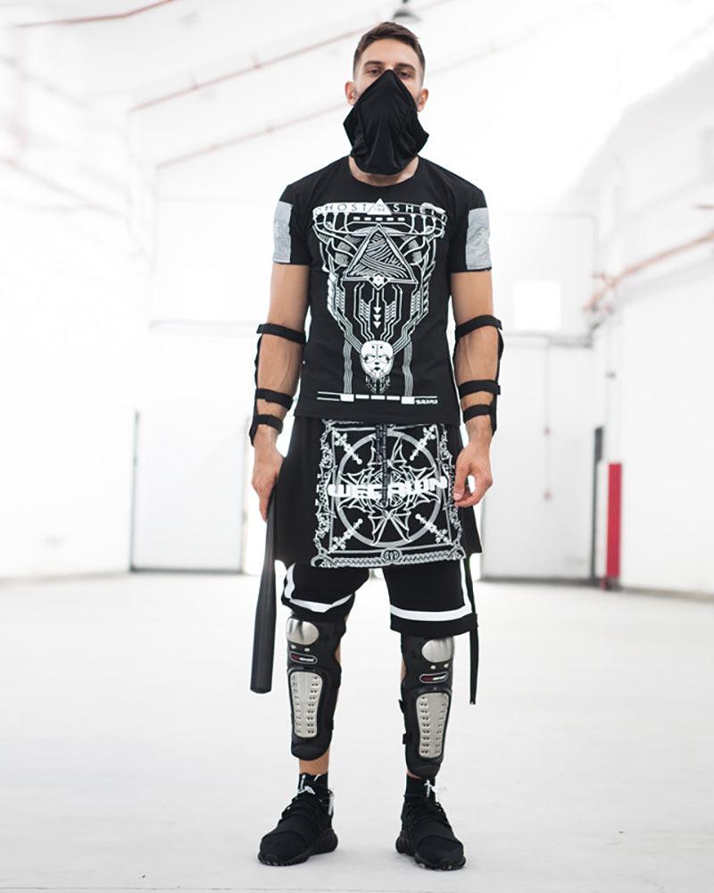 Rebellious Cyberpunk Rocker Shorts -  comfortable everyday wear - Cyberpunk Rocker Shorts for Edgy Techwear Style - View 4