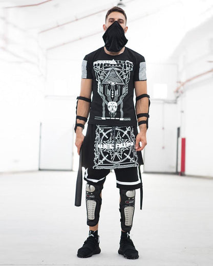 Rebellious Cyberpunk Rocker Shorts -  comfortable everyday wear - Cyberpunk Rocker Shorts for Edgy Techwear Style - View 4
