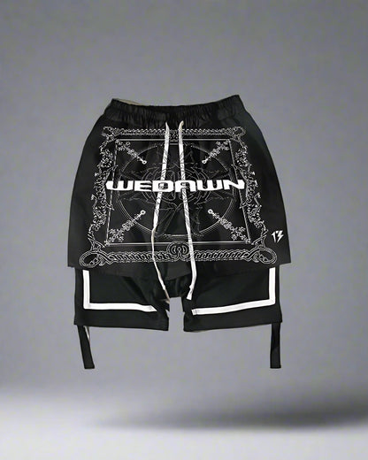 Rebellious Cyberpunk Rocker Shorts - cyberpunk shorts - Cyberpunk Rocker Shorts for Edgy Techwear Style - Main view