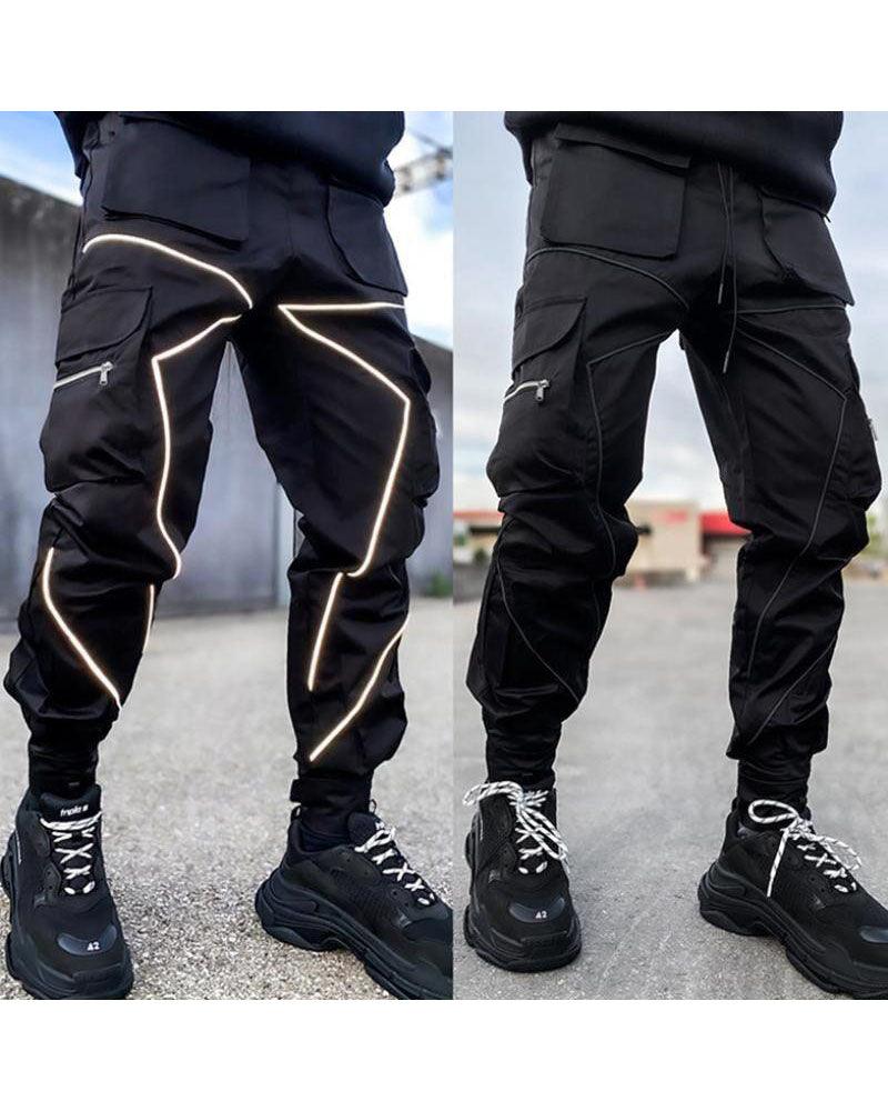 Reflective Black Tactical Cargo Pants -  adjustable cargo pants - Reflective Black Tactical Cargo Pants for Style and Safety - View 3