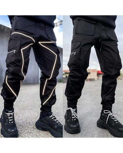 Reflective Black Tactical Cargo Pants -  adjustable cargo pants - Reflective Black Tactical Cargo Pants for Style and Safety - View 3