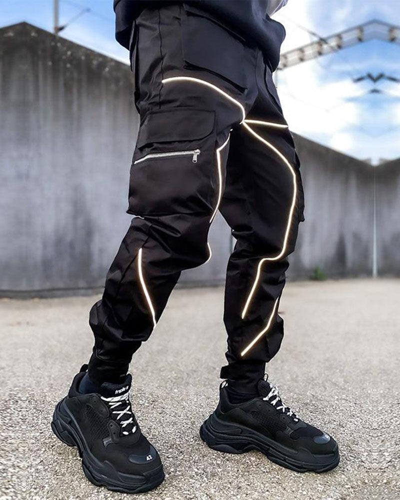 Reflective Black Tactical Cargo Pants - cargo pants - Reflective Black Tactical Cargo Pants for Style and Safety - Main view
