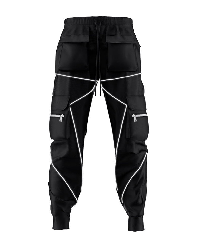 Reflective Black Tactical Cargo Pants -  reflective pants - Reflective Black Tactical Cargo Pants for Style and Safety - View 4