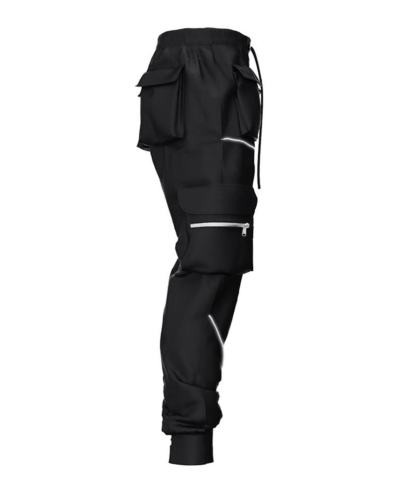 Reflective Black Tactical Cargo Pants -  stylish tactical pants - Reflective Black Tactical Cargo Pants for Style and Safety - View 6