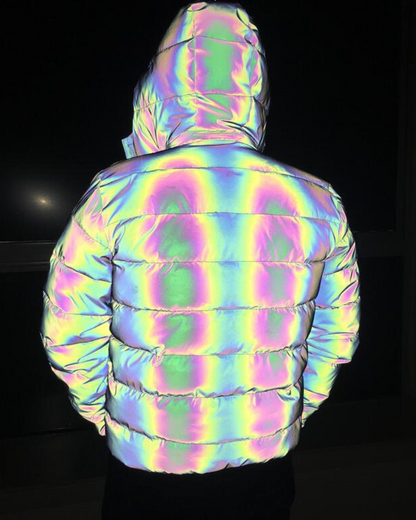 Reflective High-Tech Winter Coat -  cyberpunk reflective coat - Stylish Reflective High-Tech Winter Coat - View 4