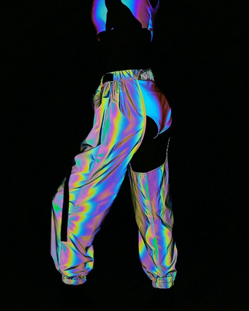 Reflective Rave Open-Crotch Pants -  fashion statement pants - Reflective Open-Crotch Pants for Rave and Casual Wear - View 5