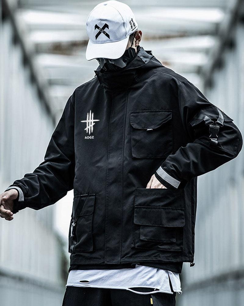 Reflective Techwear Hooded Jacket -  outdoor wear - Reflective Hooded Jacket for Techwear and Urban Adventure - View 4