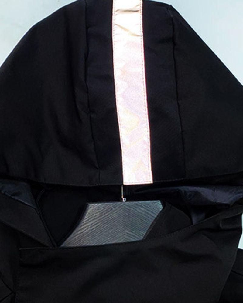 Reflective Techwear Hooded Jacket -  stylish black jacket - Reflective Hooded Jacket for Techwear and Urban Adventure - View 5