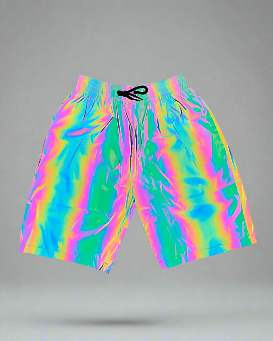 Reflective Techwear Rave Shorts - cyberpunk fashion - Reflective Techwear Rave Shorts for Ultimate Style - Main view