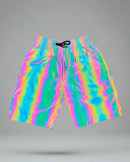 Reflective Techwear Rave Shorts - cyberpunk fashion - Reflective Techwear Rave Shorts for Ultimate Style - Main view