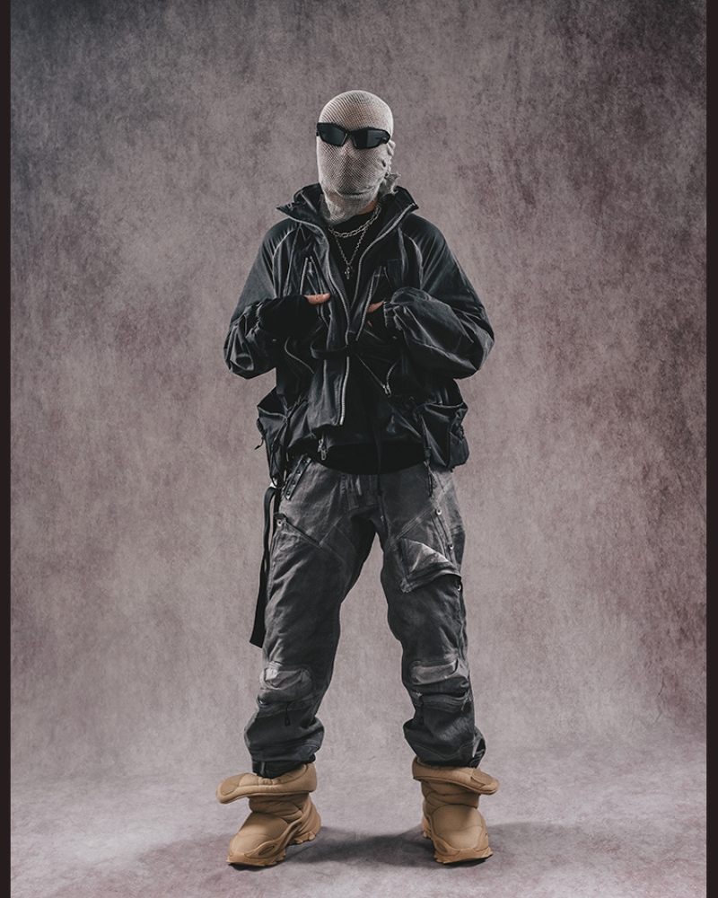 Retro Multi-Pocket Layered Jacket -  outdoor adventures - Layered Retro Jacket with Multiple Pockets - View 5