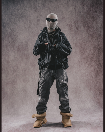 Retro Multi-Pocket Layered Jacket -  outdoor adventures - Layered Retro Jacket with Multiple Pockets - View 5