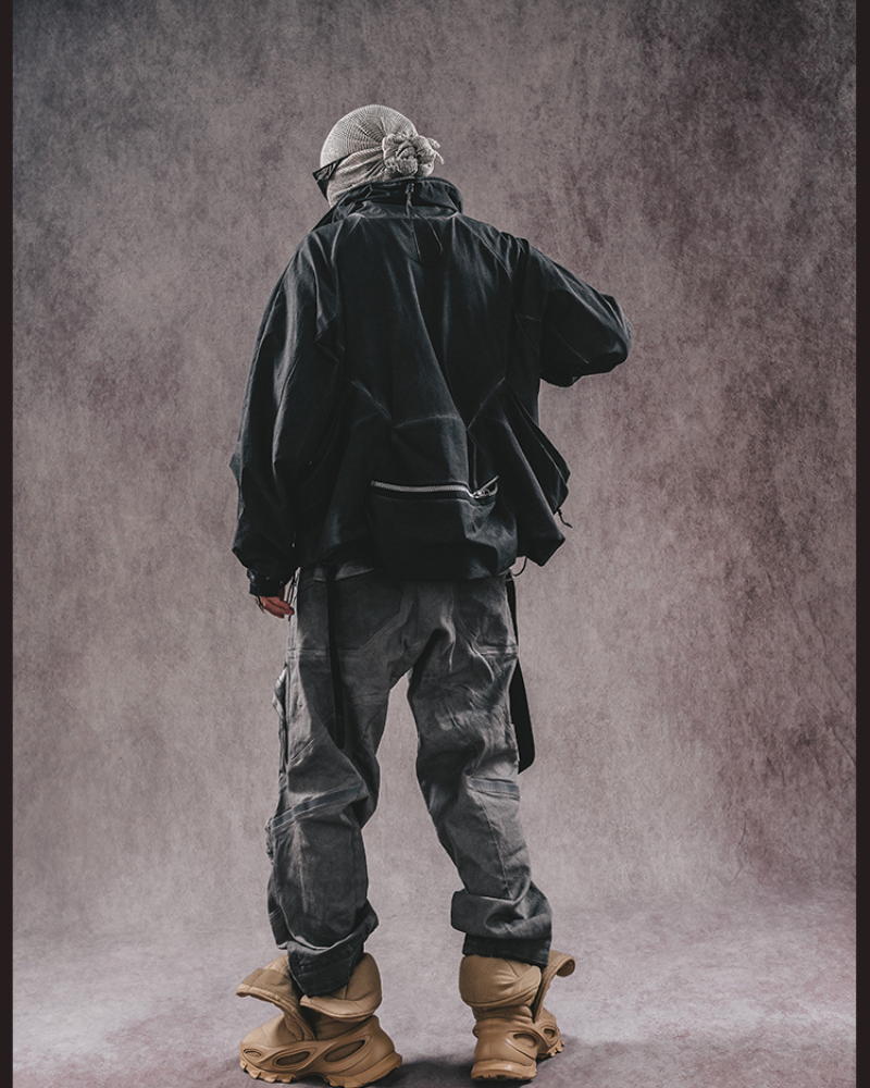 Retro Multi-Pocket Layered Jacket -  urban - Layered Retro Jacket with Multiple Pockets - View 7