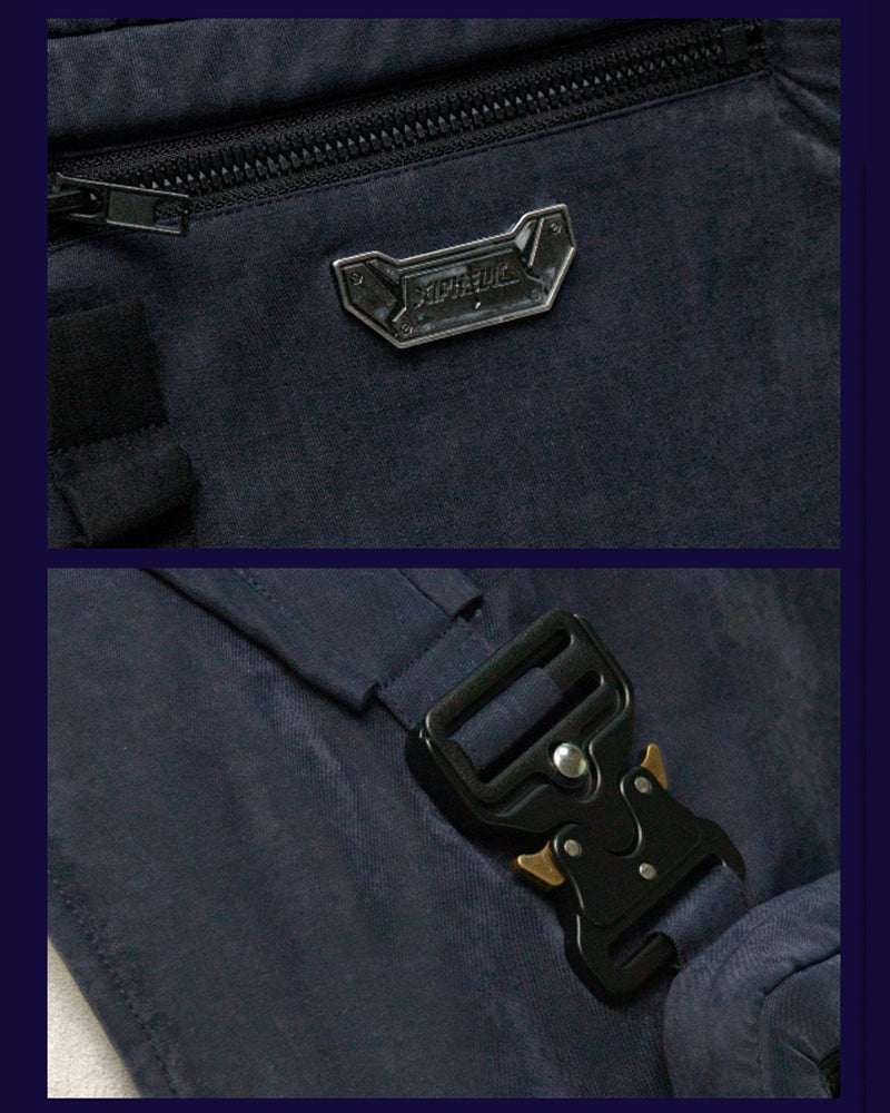 Reversible Cyberpunk Cargo Vest - futuristic clothing - Reversible Cyberpunk Cargo Vest in Dark Blue - View 14