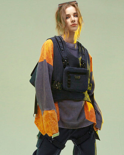 Reversible Cyberpunk Cargo Vest - futuristic clothing - Reversible Cyberpunk Cargo Vest in Dark Blue - View 8
