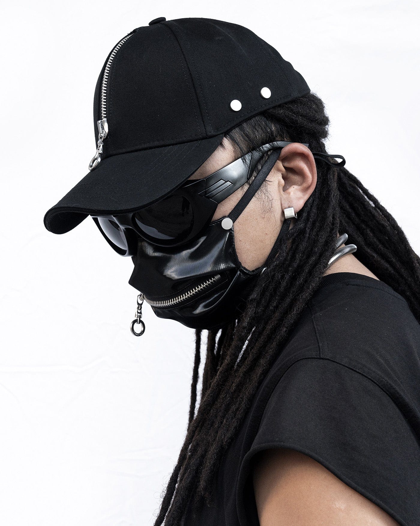 Reversible Zip Rivet Hat - contemporary baseball cap - Reversible Baseball Cap with Zipper and Rivet Details - View 9