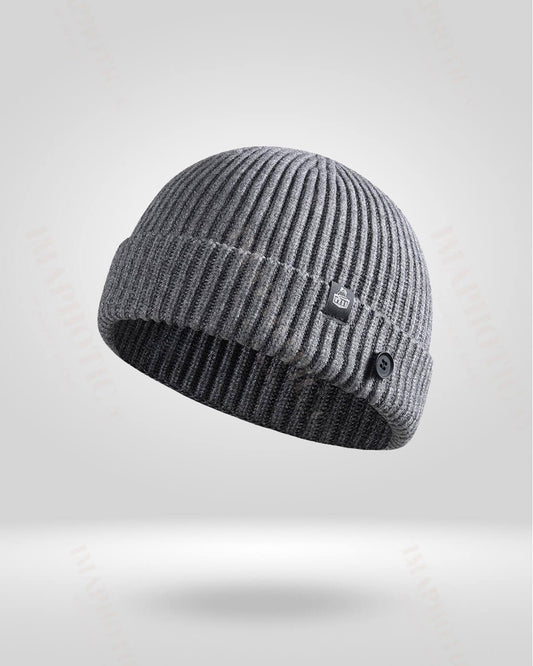 Rib Knit Beanie With Buttons For Mask - beanie - Warm Rib Knit Beanie with Mask Buttons for Winter - Main view