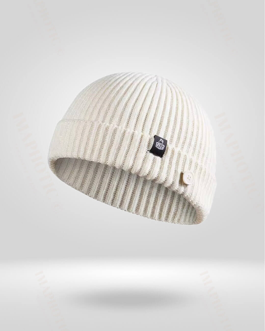 Rib Knit Beanie With Buttons For Mask - warm wool beanie - Warm Rib Knit Beanie with Mask Buttons for Winter - View 2