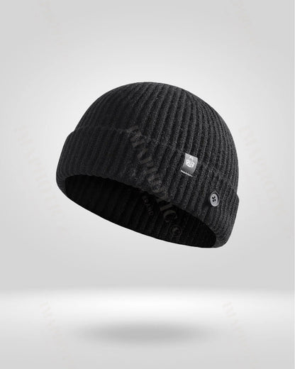 Rib Knit Beanie With Buttons For Mask - winter techwear - Warm Rib Knit Beanie with Mask Buttons for Winter - View 3