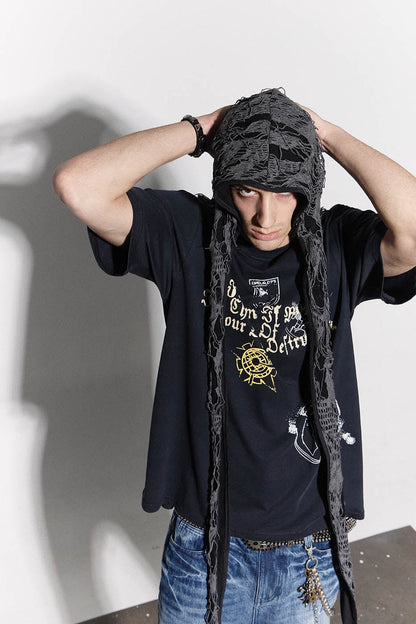Ripped Bunny Ears Durag -  unique fashion accessory - Gothic Bunny Ears Durag for Bold Style - View 7