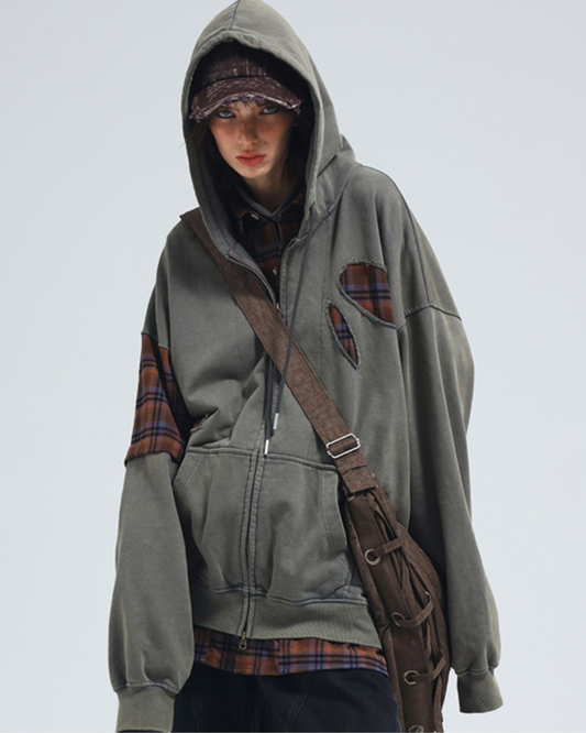 Ripped Two-Piece Unisex Hoodie - comfortable hoodie - Comfortable Ripped Two-Piece Unisex Hoodie - Main view